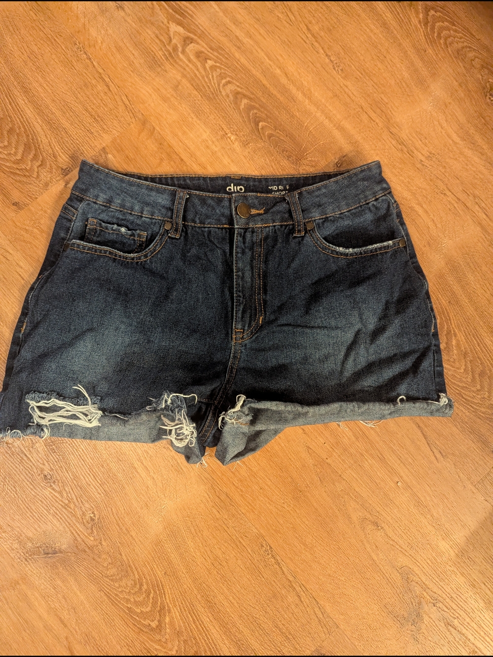 dip Dark Blue Distressed Denim Jean Shorts